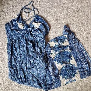 Blue Paisley Halter Midi Dress